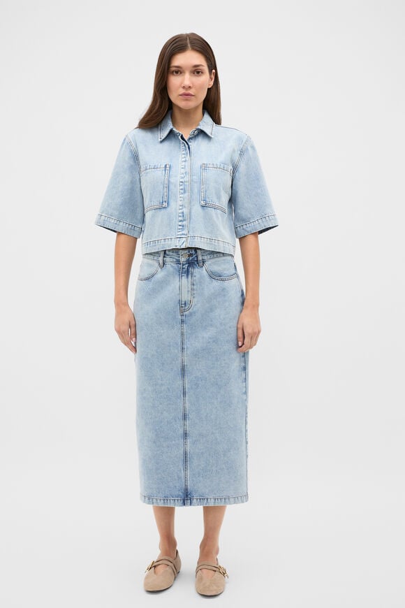 Denim Boxy Shirt  Breeze Blue Wash  hi-res