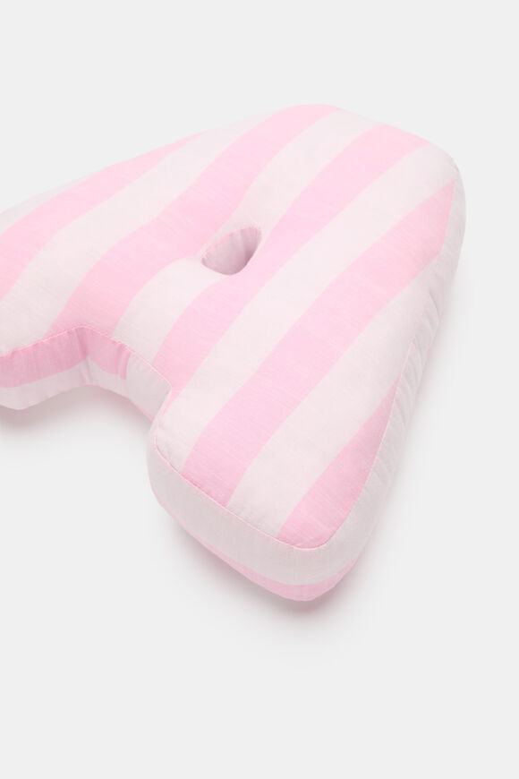 Pink Stripe Initial Cushion  A  hi-res
