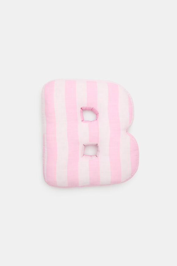 Pink Stripe Initial Cushion  B  hi-res