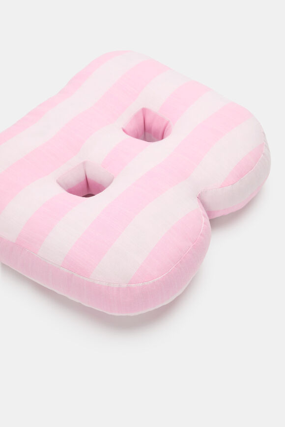 Pink Stripe Initial Cushion  B  hi-res