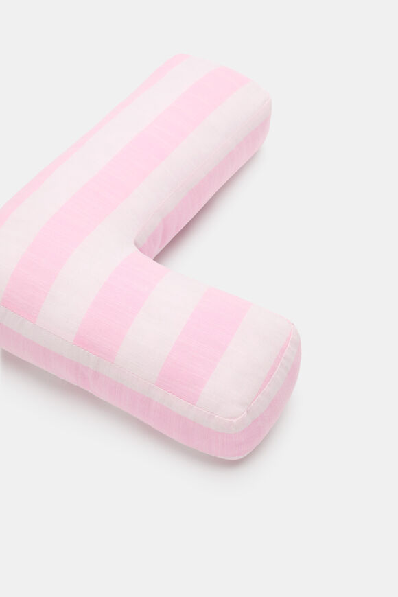 Pink Stripe Initial Cushion  L  hi-res