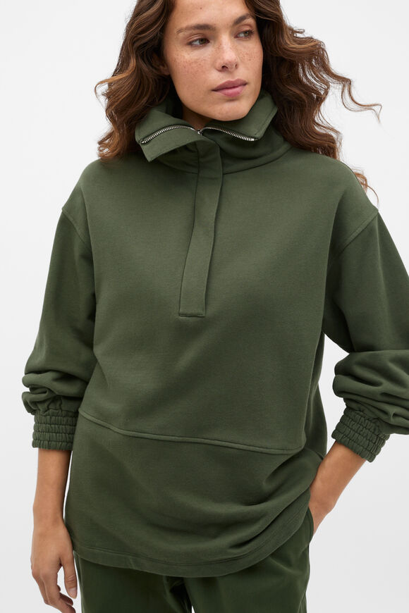 Terry Half Placket Sweat  Deep Forest  hi-res
