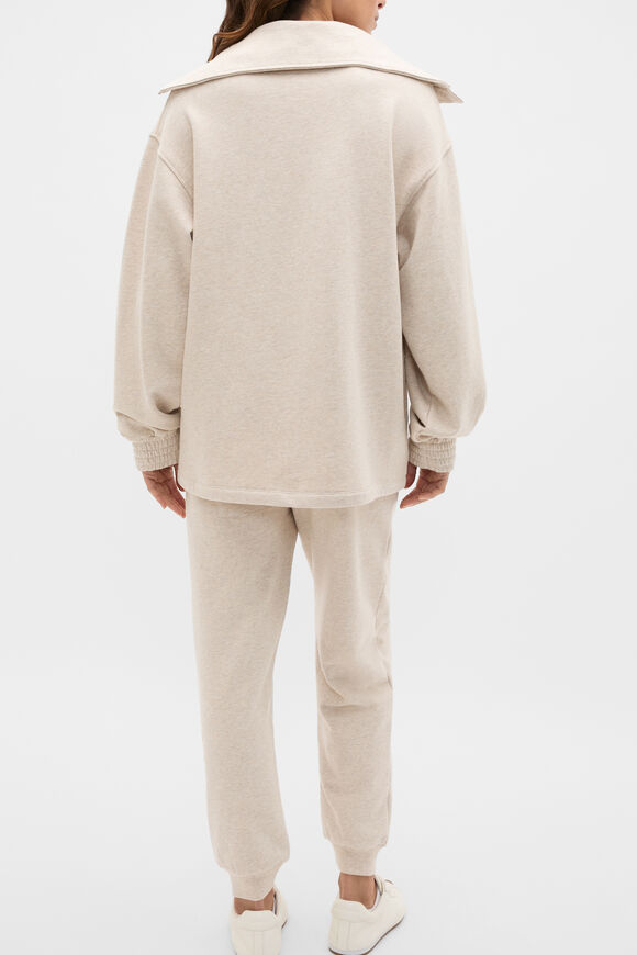 Terry Half Placket Sweat  Wheat Marle  hi-res