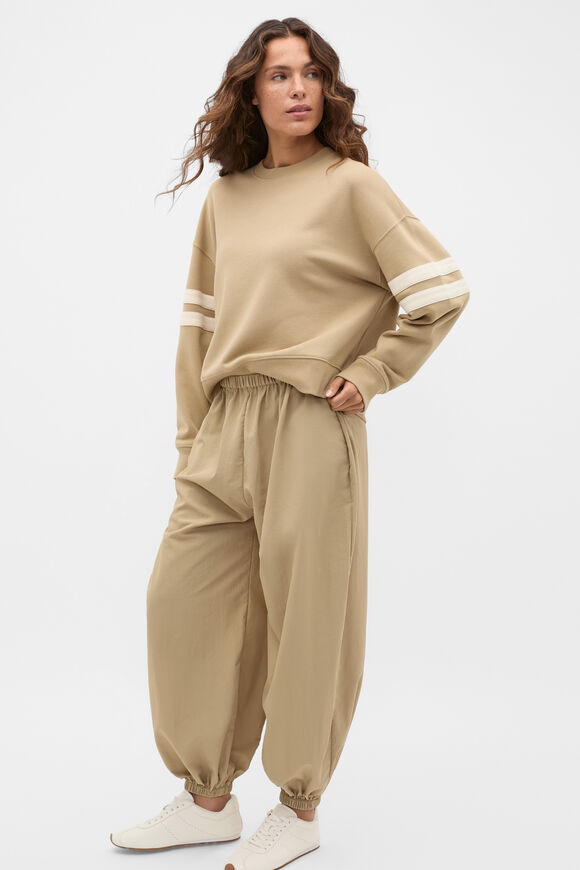 Contrast Detail Crew Neck Sweat  Caramel Clay  hi-res