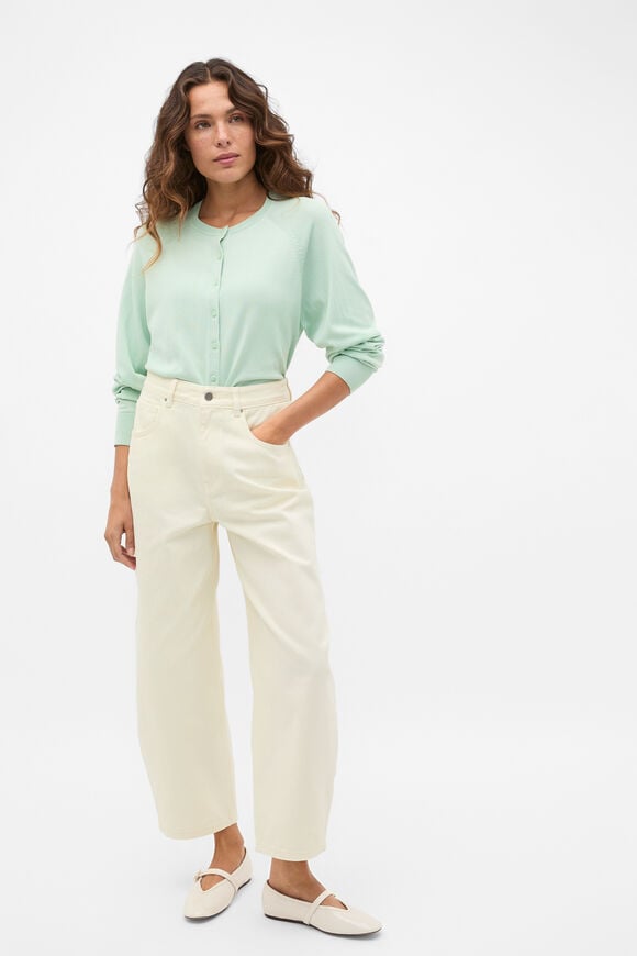 Cotton Blend Raglan Cardigan  Soft Moss  hi-res