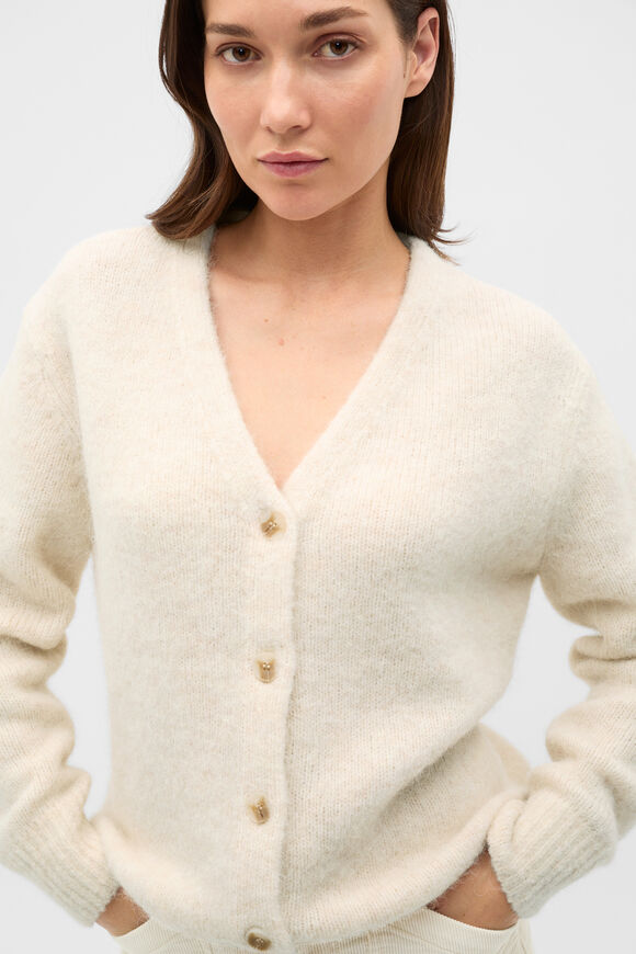 Alpaca Blend Scarf Cardigan  Vanilla Cream Marle  hi-res
