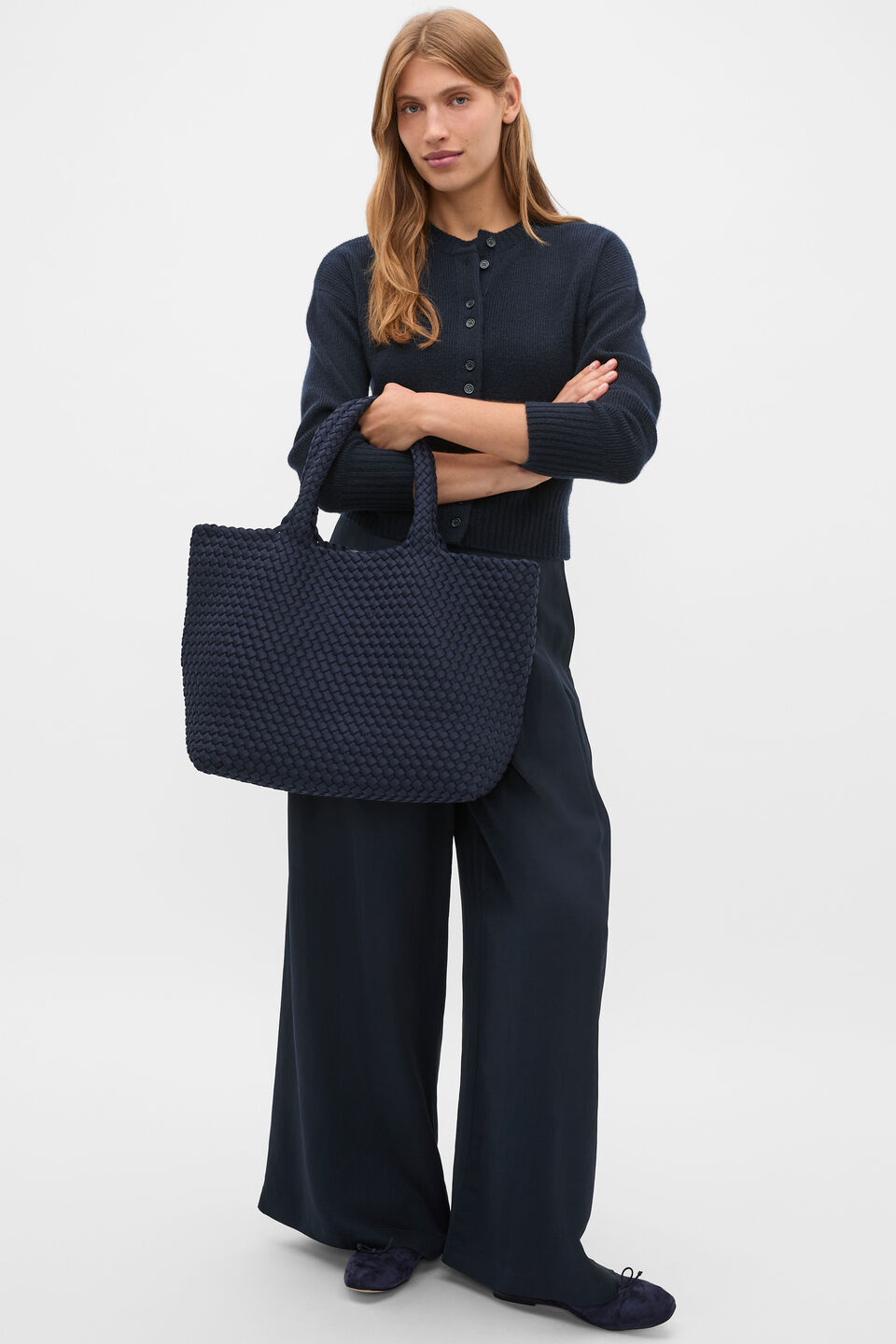 Merino Button Up Knit Cardigan  Twilight Blue