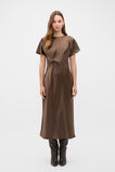 Satin Knot Front Dress  Chestnut  hi-res