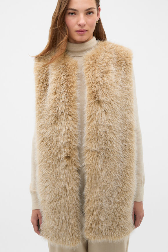 Faux Fur Gilet  Wheat Marle  hi-res