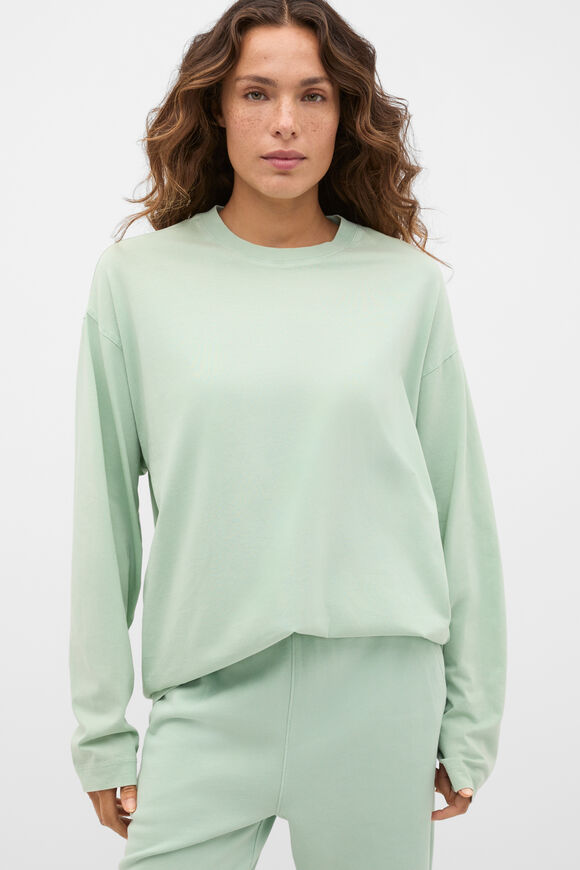 Washed Cotton Long Sleeve Top  Soft Moss Wash  hi-res