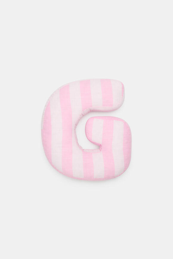 Pink Stripe Initial Cushion  G  hi-res