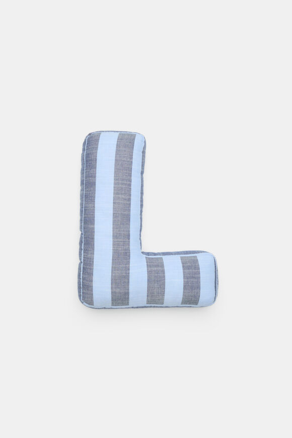 Blue Stripe Initial Cushion  L  hi-res