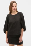 Core Linen Balloon Sleeve Top  Black  hi-res