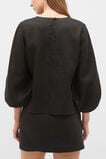 Core Linen Balloon Sleeve Top  Black  hi-res
