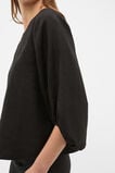 Core Linen Balloon Sleeve Top  Black  hi-res