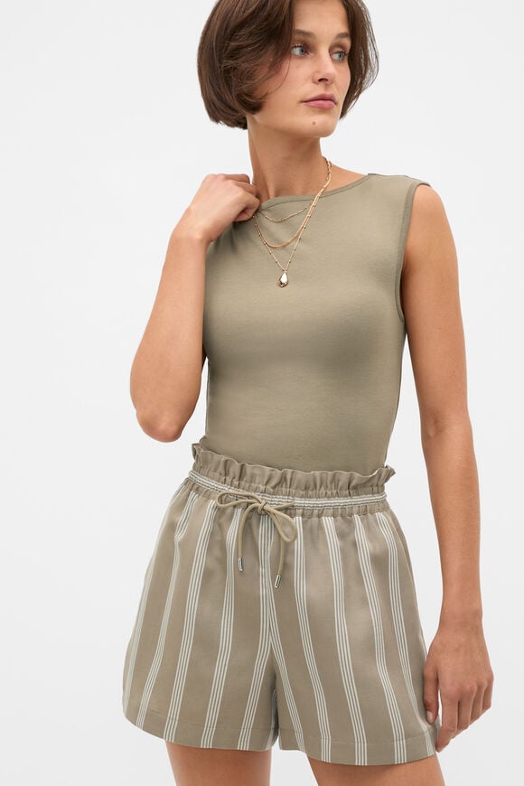 Variegated Stripe Paperbag Short  Caper Stripe  hi-res