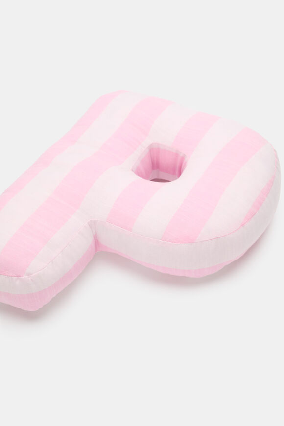 Pink Stripe Initial Cushion  P  hi-res