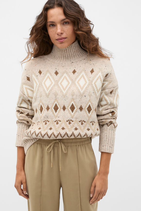 Fair Isle Slouch Knit  Wheat Speckle  hi-res