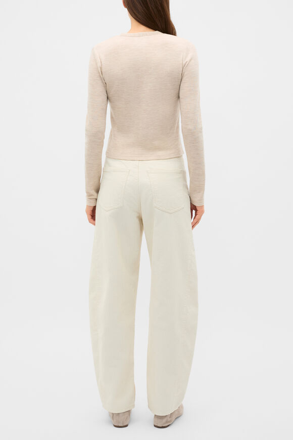 Australian Merino Cropped Cardigan  Cashew Cream Marle  hi-res
