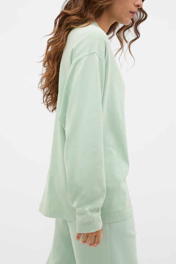 Washed Cotton Long Sleeve Top  Soft Moss Wash  hi-res