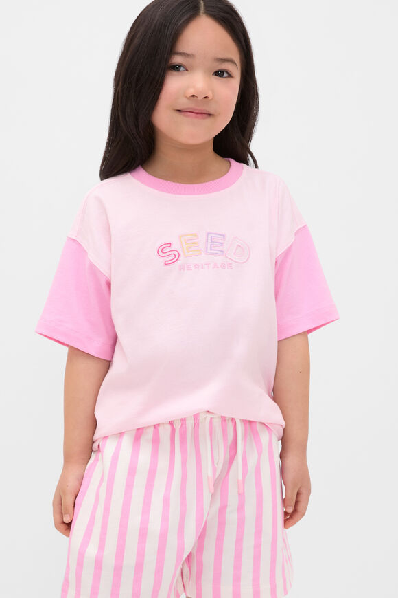 Colour Block Logo Tee  Pink Lemonade  hi-res