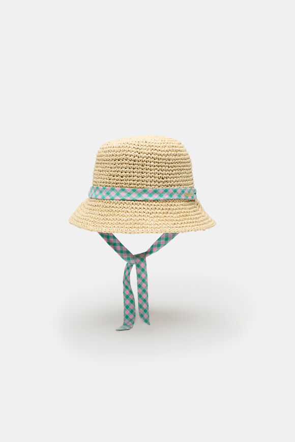 Gingham Straw Hat  Natural  hi-res