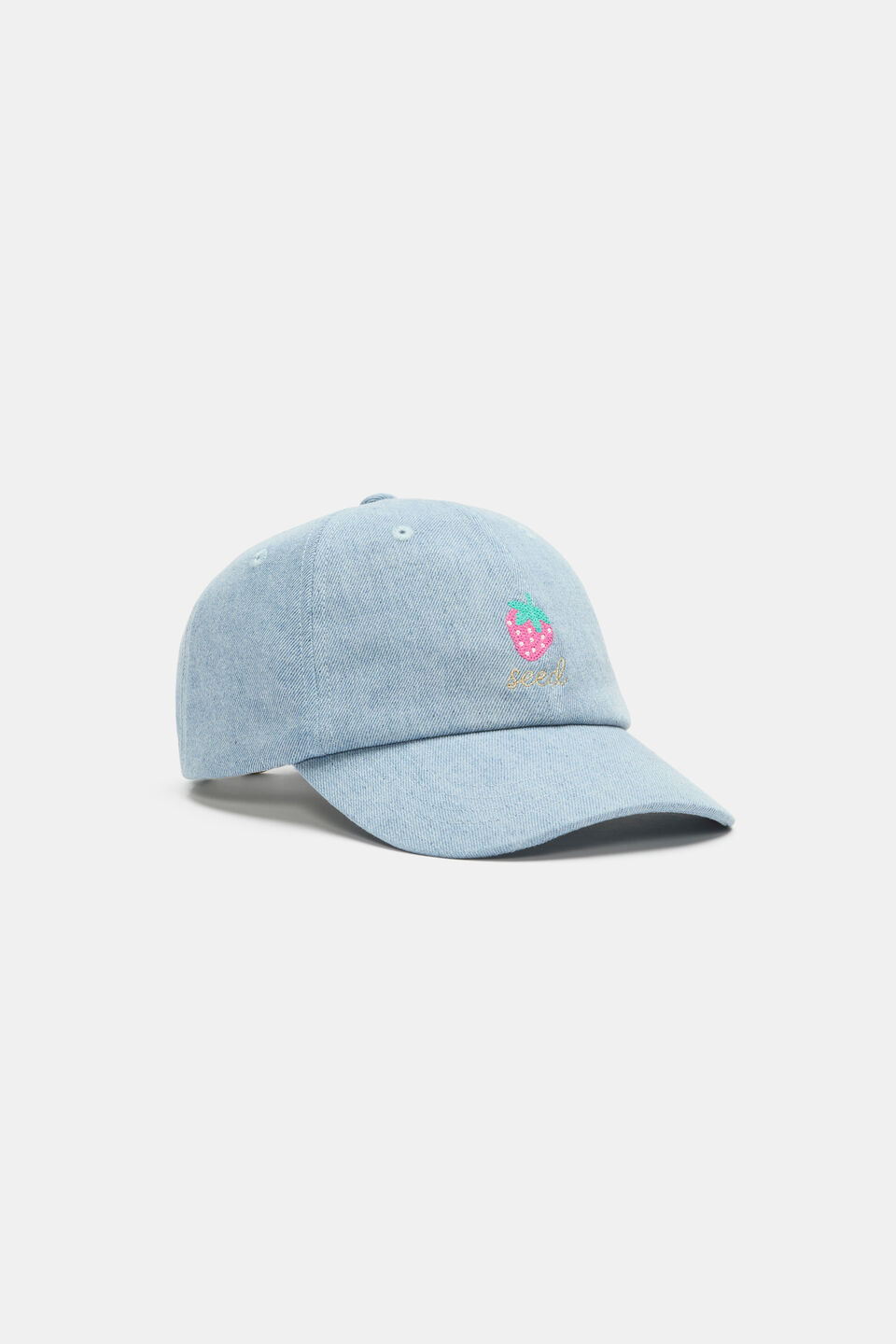 Strawberry Denim Cap  Light Wash