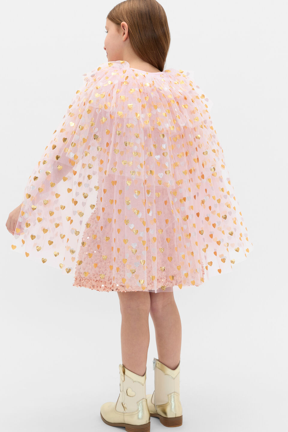 Heart Layered Tulle Cape  Pink Lemonade