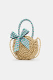 Gingham Straw Bag  Natural  hi-res