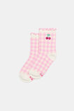 Cherry Gingham Sock  Candy Pink  hi-res