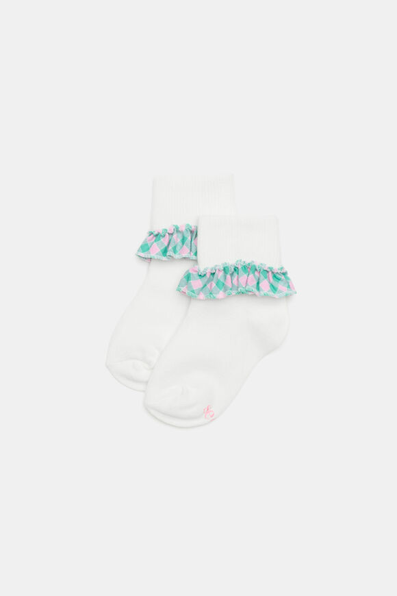 Gingham Frill Sock  Mint  hi-res