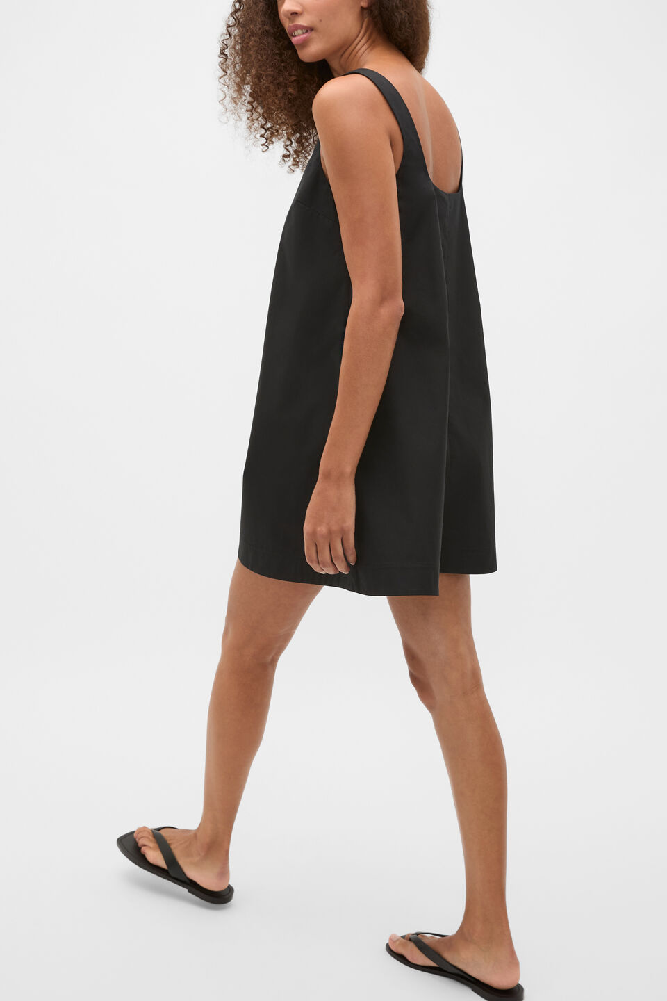 Poplin Shift Mini Dress  Black