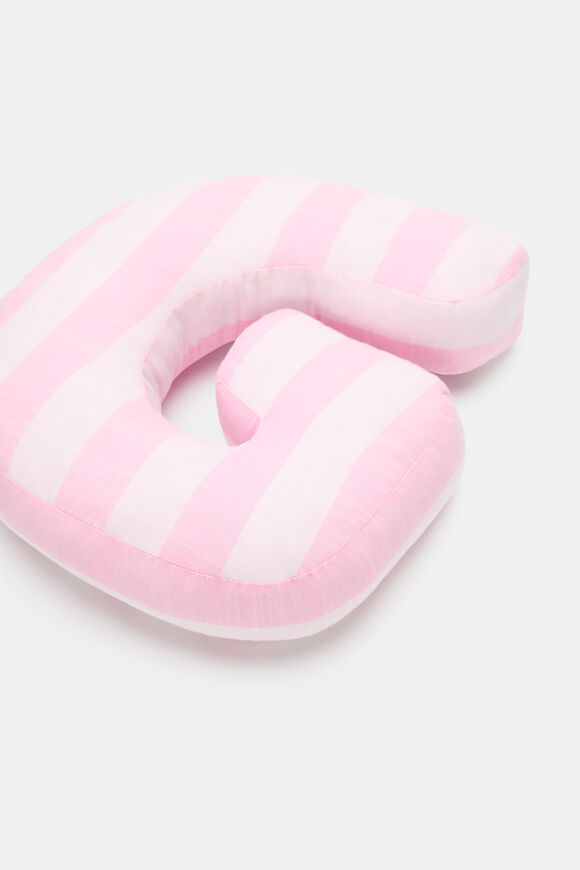 Pink Stripe Initial Cushion  G  hi-res