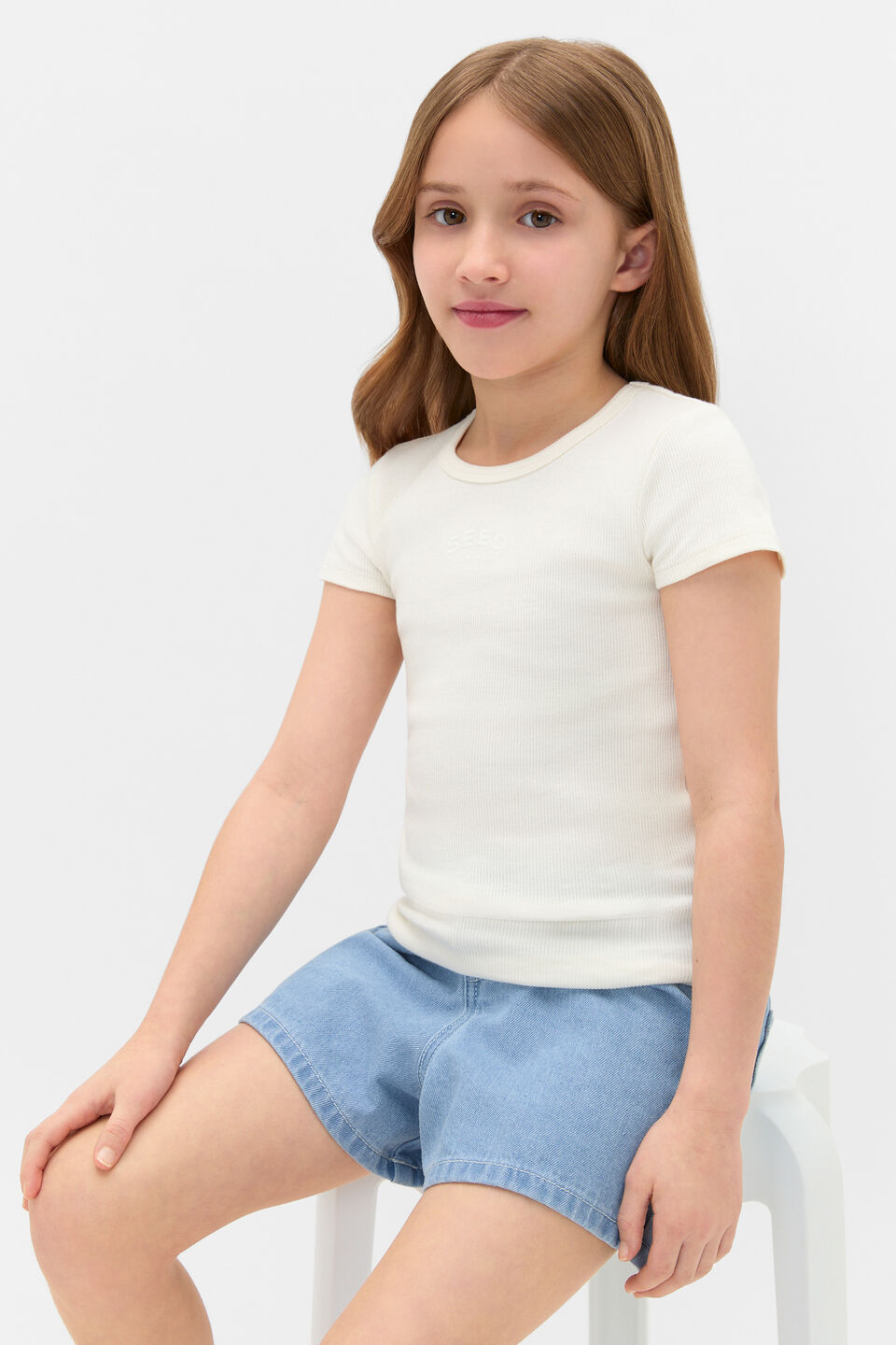 Core Logo Rib Tee  Classic Cream