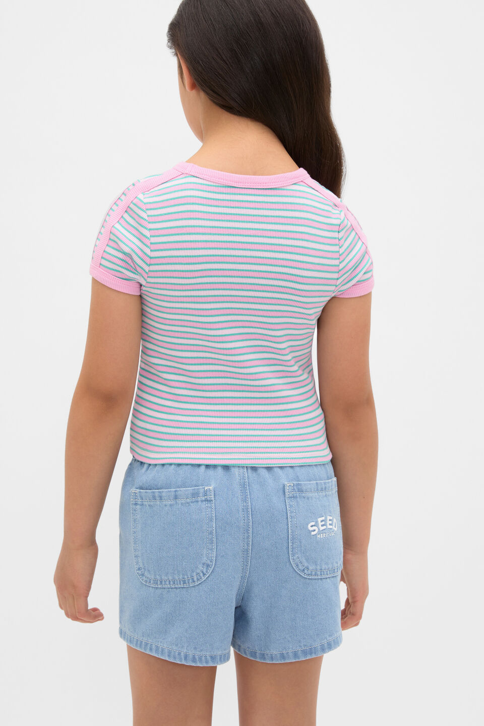 Stripe Logo Rib Tee  Multi