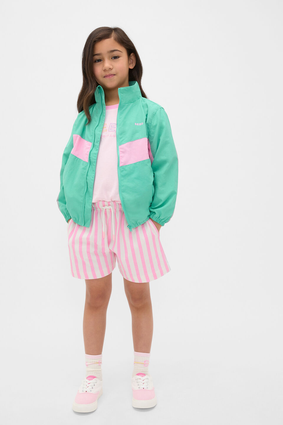 Chevron Panel Spray Jacket  Mint