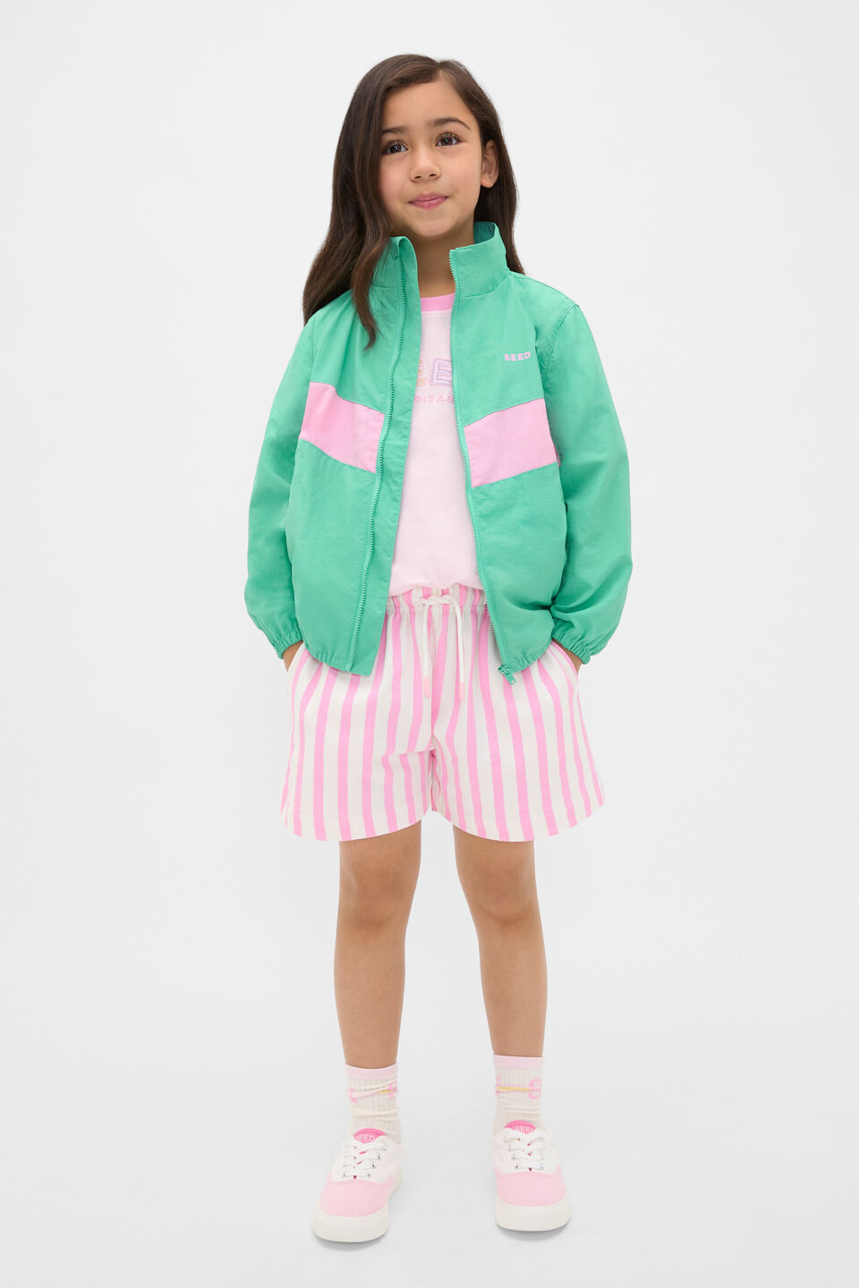 Core Stripe Track Short  Candy Pink
