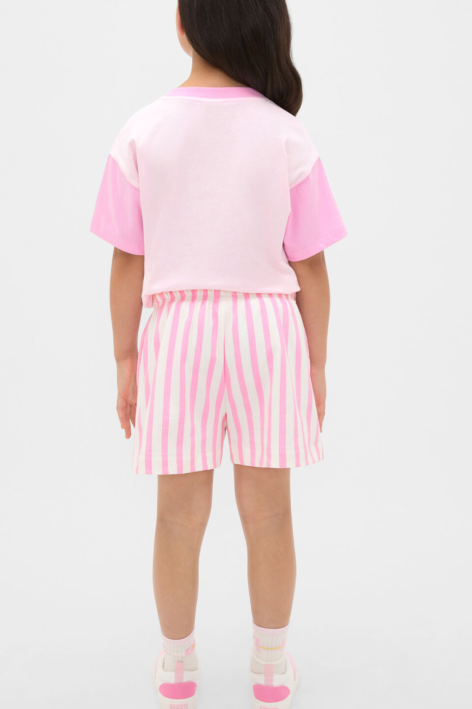 Core Stripe Track Short  Candy Pink