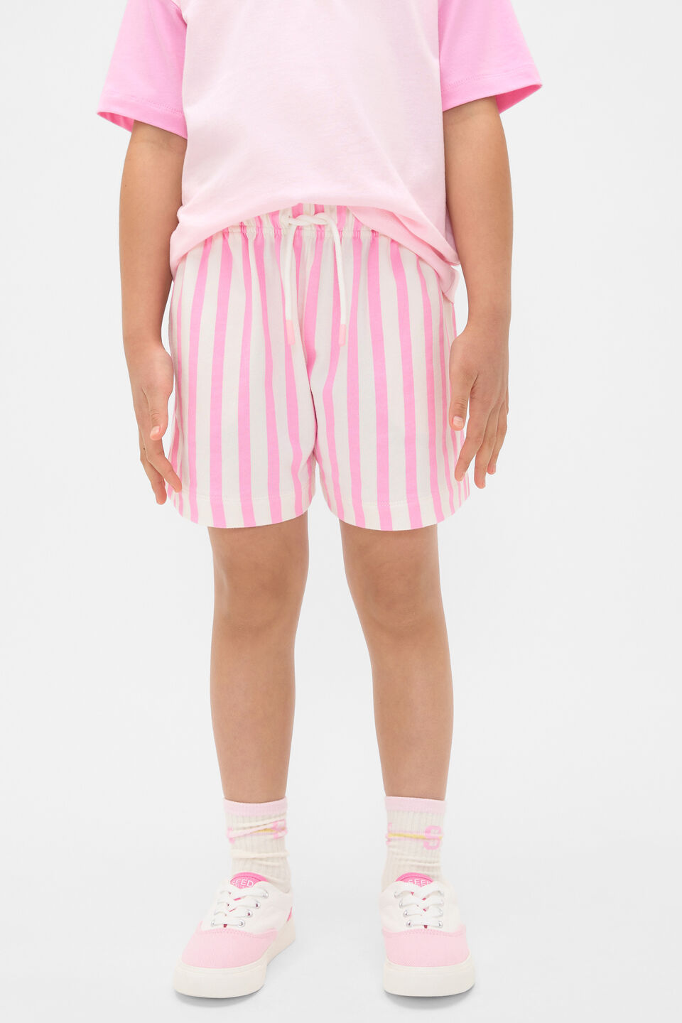 Core Stripe Track Short  Candy Pink