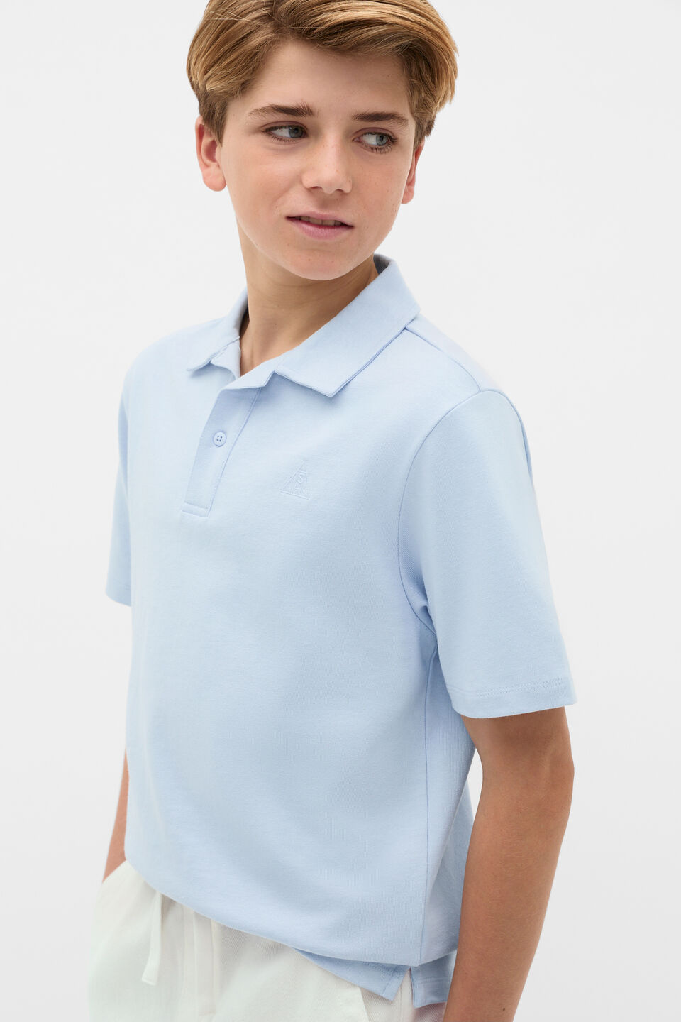 Knit Texture Trophy Polo Tee  Sky
