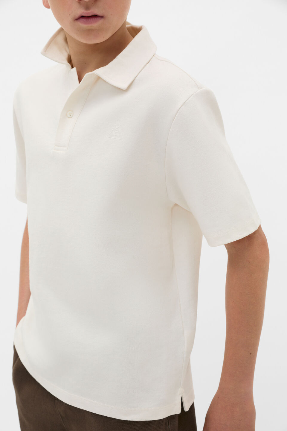 Knit Texture Trophy Polo Tee  Vintage Cream
