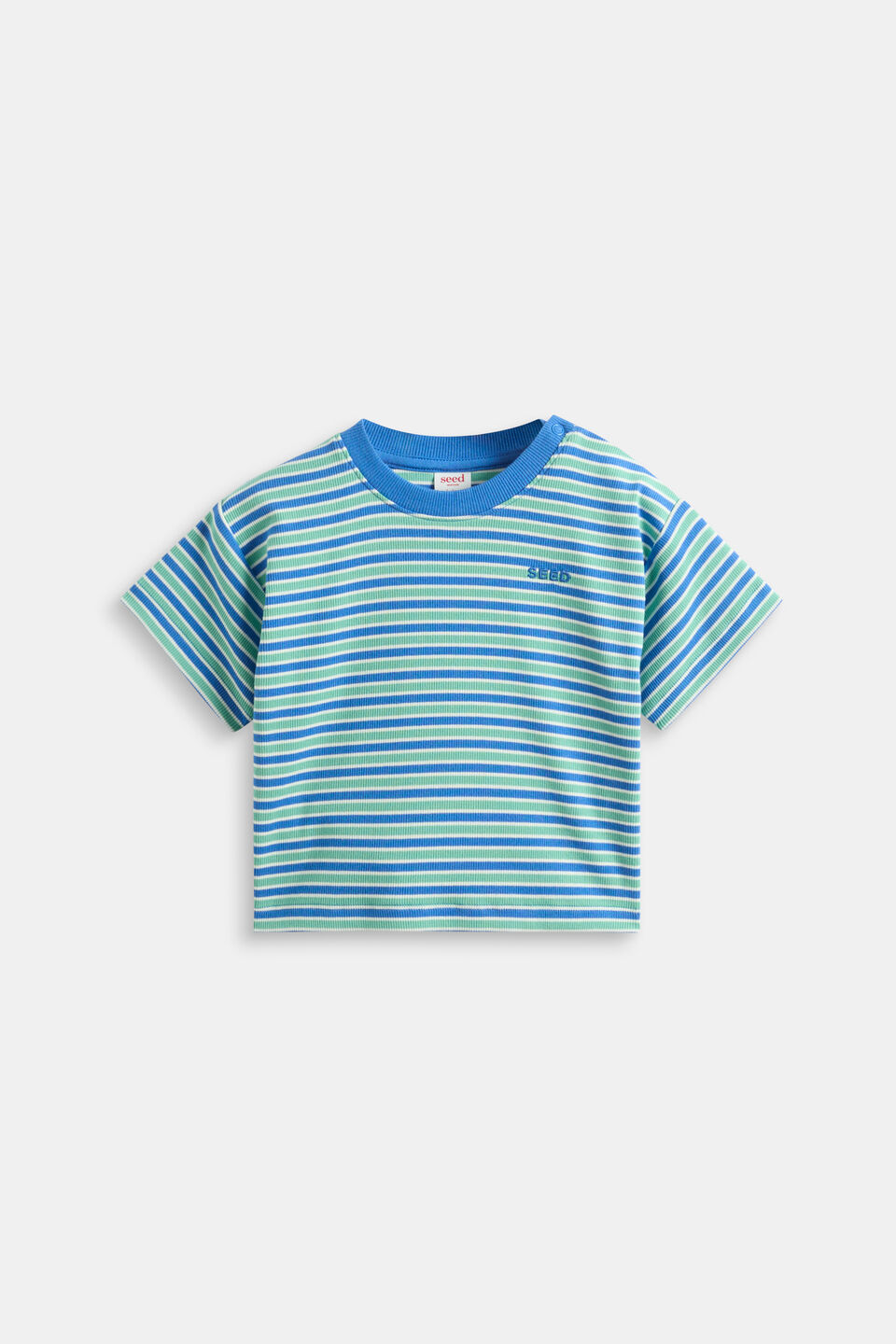Loose Fit Rib Tee  Mint Stripe