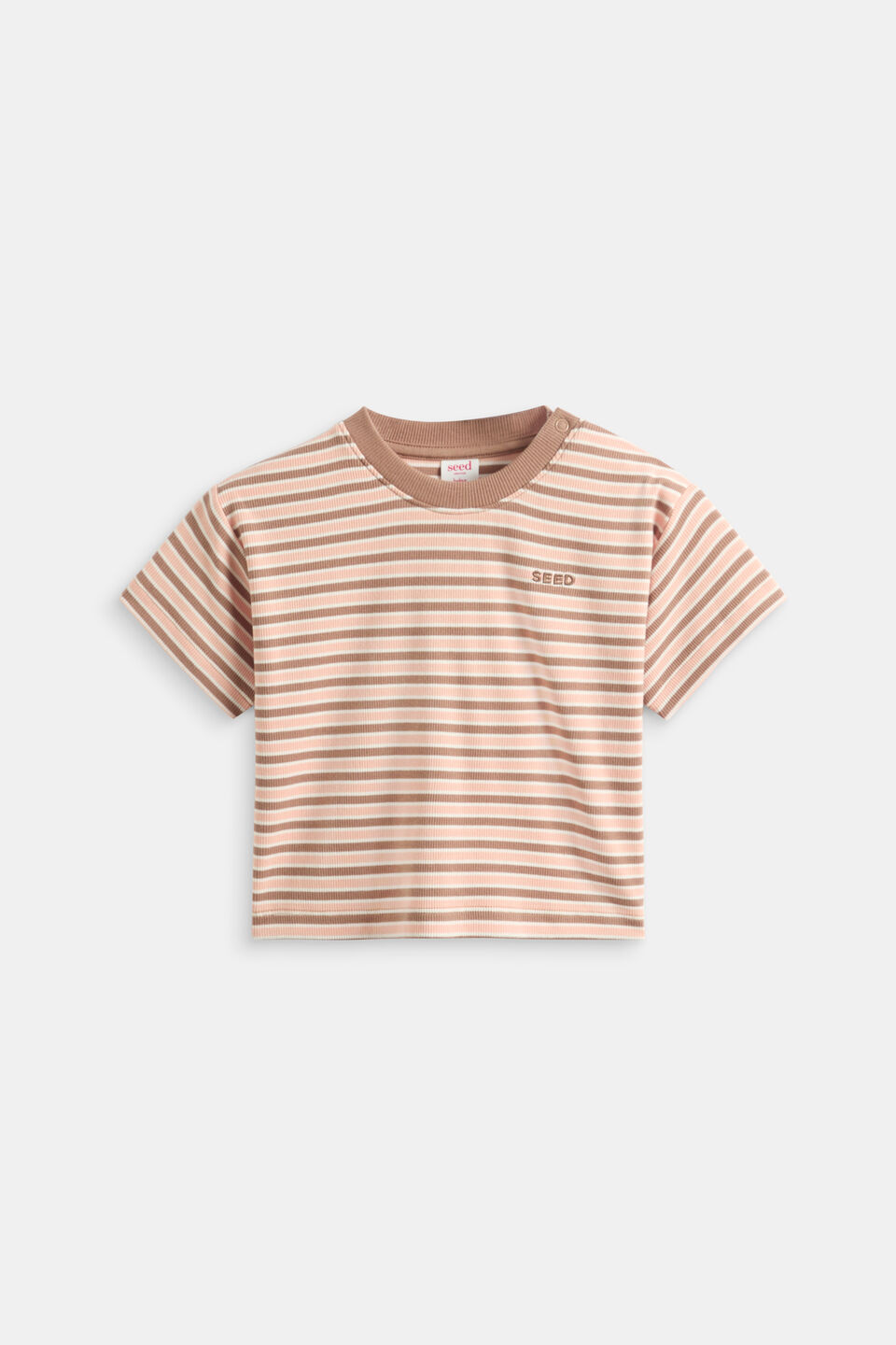 Loose Fit Rib Tee  Walnut Stripe