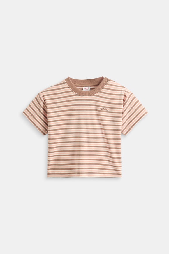 Loose Fit Rib Tee  Walnut Stripe  hi-res