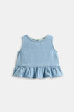 Denim Peplum Top  Light Wash  hi-res