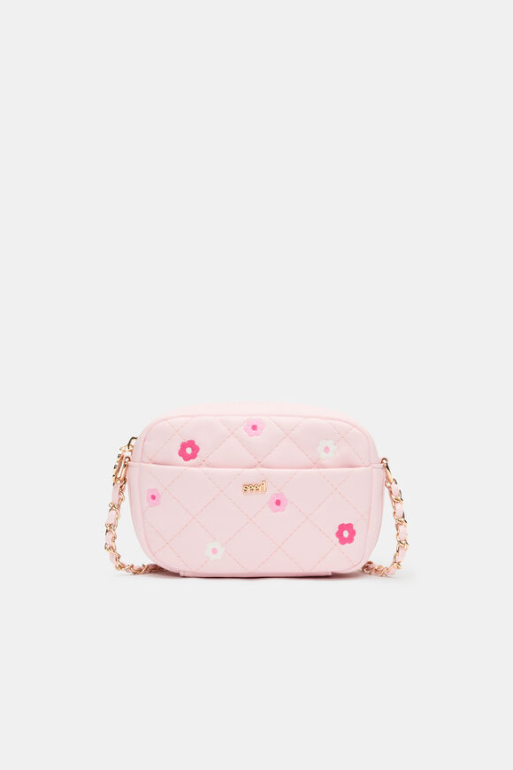 Flower Embroidered Camera Bag  Pink Lemonade  hi-res