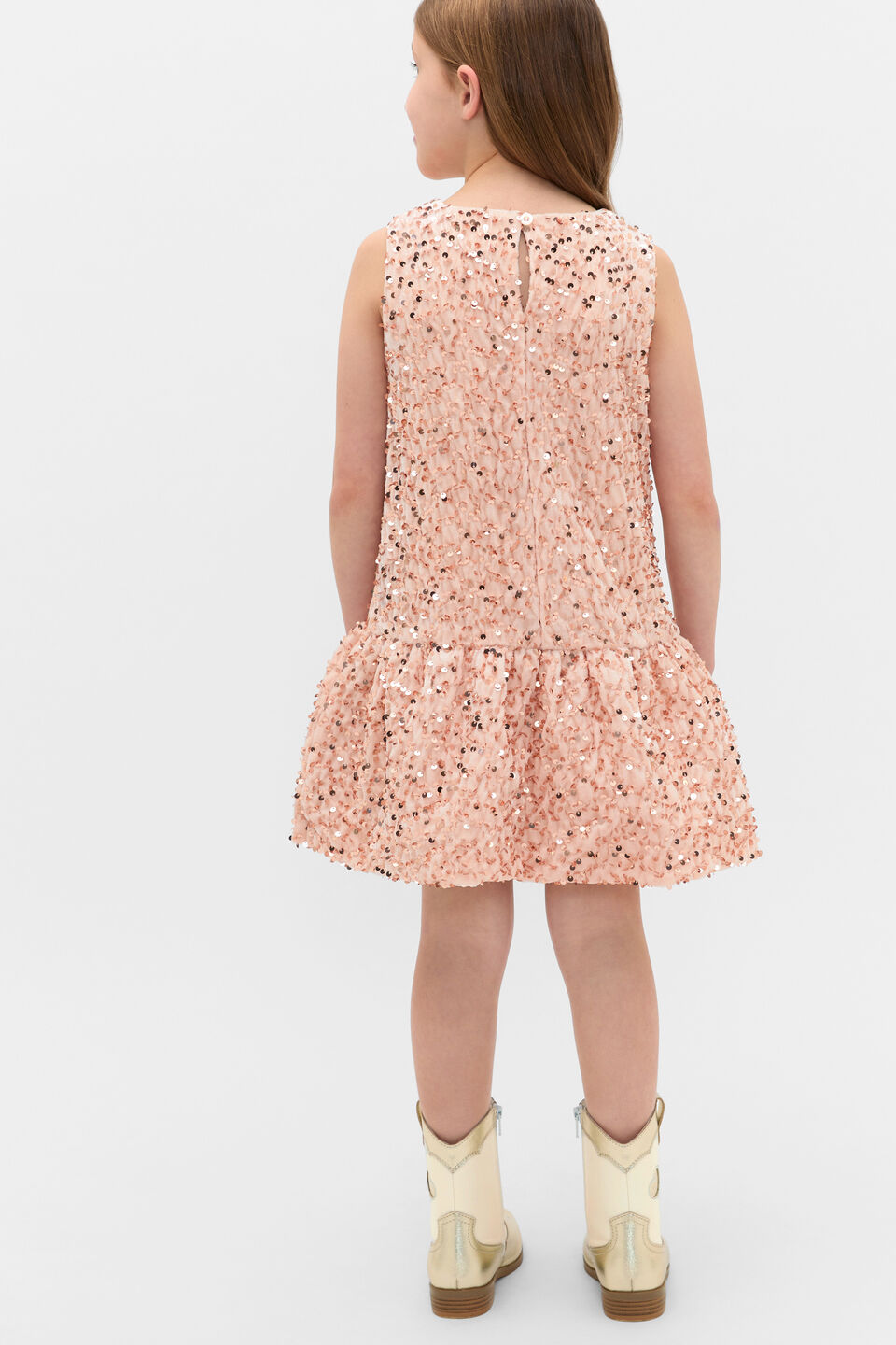 Sequin Bubble Dress  Neutral