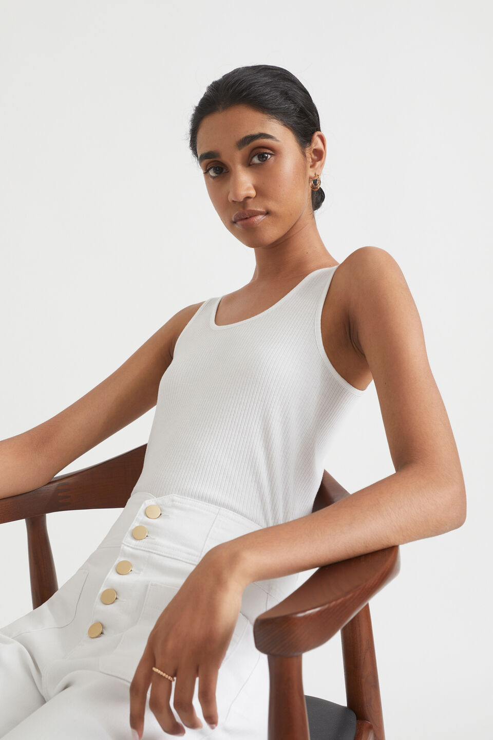Core Rib Singlet  Whisper White