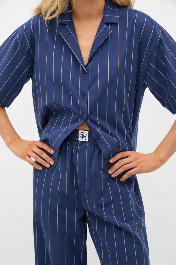 Stripe Shirt and Pant PJ Set  Royal Blue  hi-res