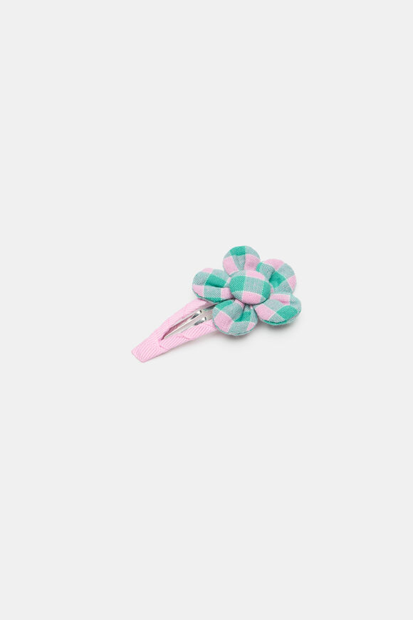 Gingham Flower Snap  Mint  hi-res